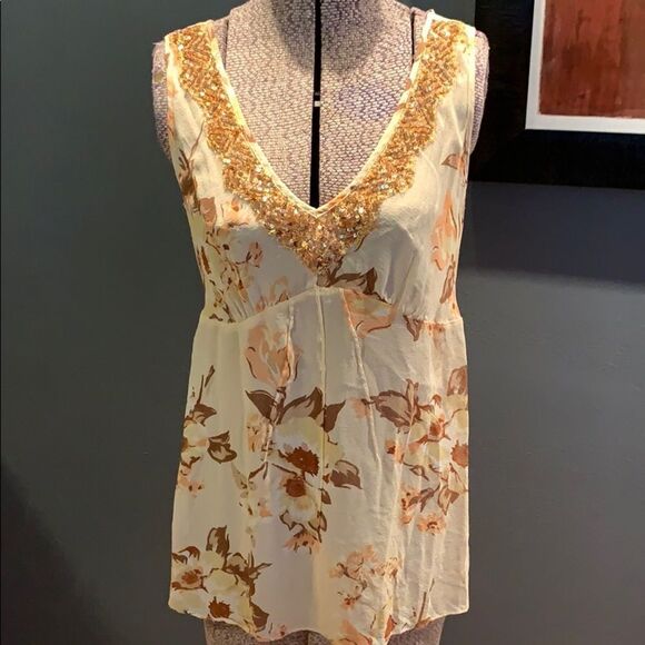 Banana Republic sheer floral silk sequined top, 4 - Picture 1 of 6